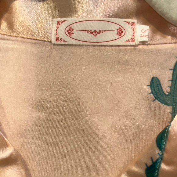 Barbie pastel peachy pink Cactus Print 2 piece pajama set XS - Picture 3 of 8